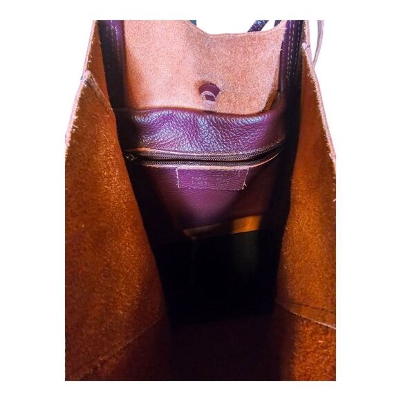 BORSE IN PELLE Red Leather Tote Shoulder Handbag Made in Italy - Picture 8 of 9